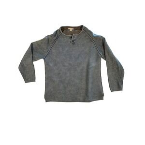 Carbon 2 Cobalt Blue Striped Henley Sweater Mens XL Long Sleeve Cotton‎